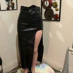 Black faux skirt split up front
